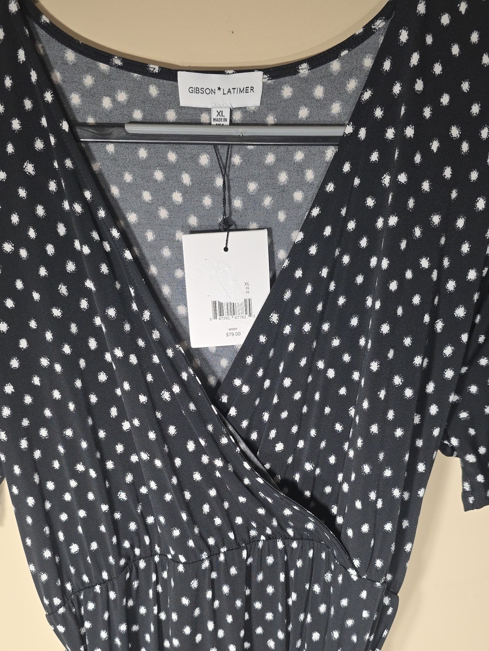 Gibson Latimer NWT Black White Polka Dot High-Low Tie Waist Dress XL - Picture 5 of 6